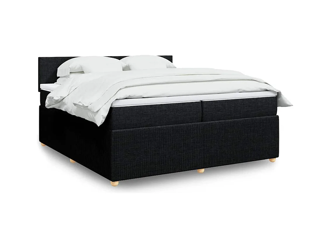 Sommier à lattes de lit avec matelas Noir 200x200 cm Tissu