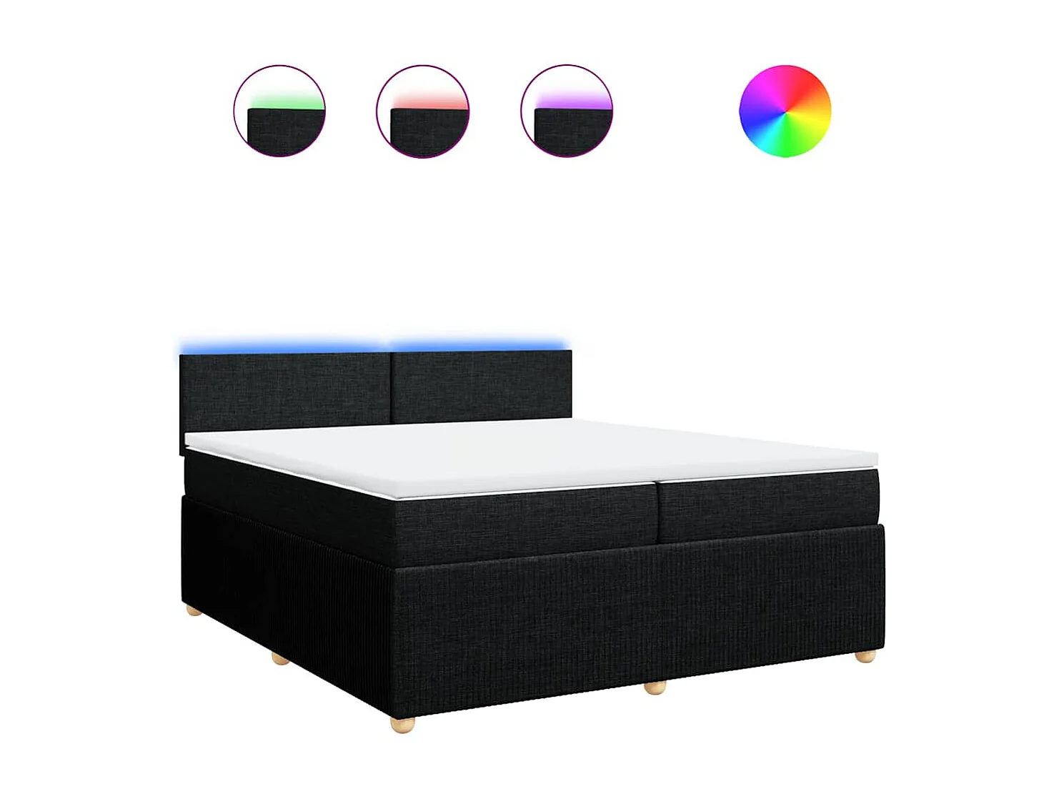 Sommier à lattes de lit avec matelas Noir 200x200 cm Tissu