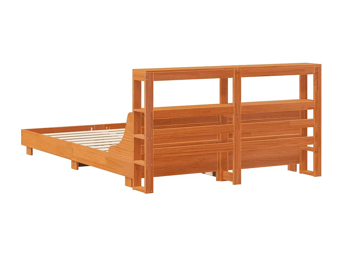 Cadre de lit sans matelas cire marron 150x200cm bois pin massif