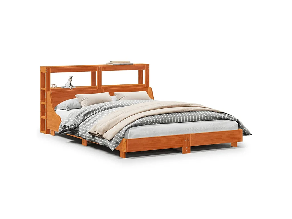 Bedframe zonder matras massief grenenhout wasbruin 150x200 cm