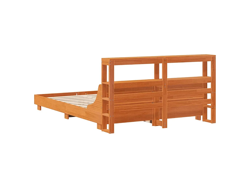 Bedframe zonder matras massief grenenhout wasbruin 150x200 cm