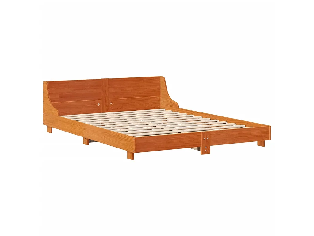 Bedframe zonder matras massief grenenhout wasbruin 150x200 cm