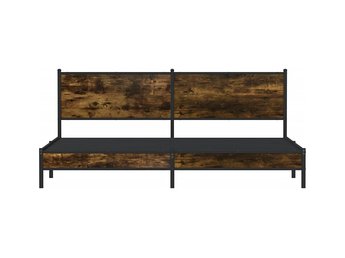 Cadre de lit en métal sans matelas chêne fumé 193x203 cm