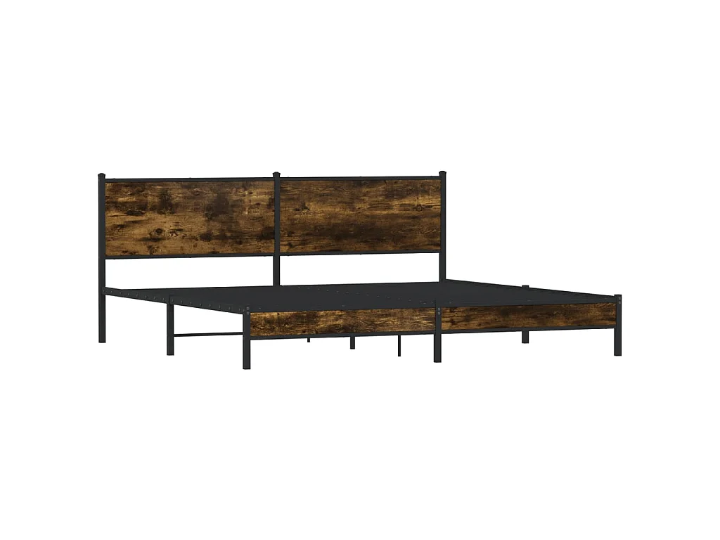 Estructura de cama sin colchón metal roble ahumado 193x203 cm