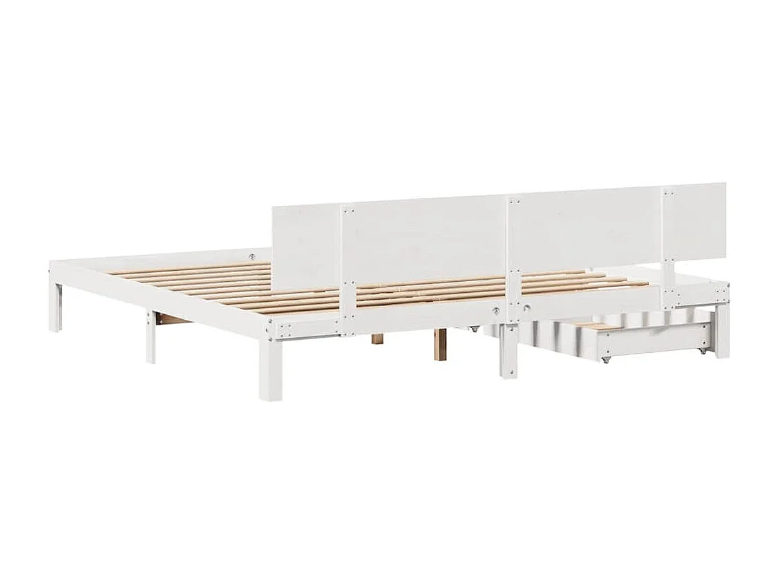 Cadre de lit avec tiroirs sans matelas blanc 200x200 cm