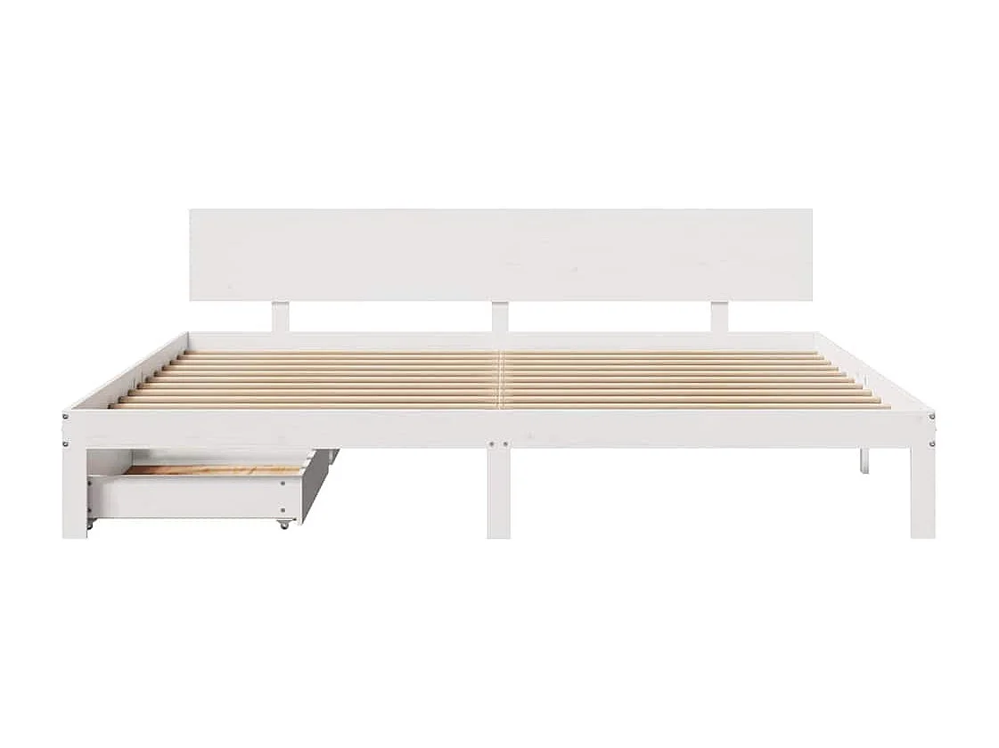 Cadre de lit avec tiroirs sans matelas blanc 200x200 cm