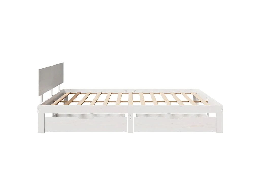 Cadre de lit avec tiroirs sans matelas blanc 200x200 cm