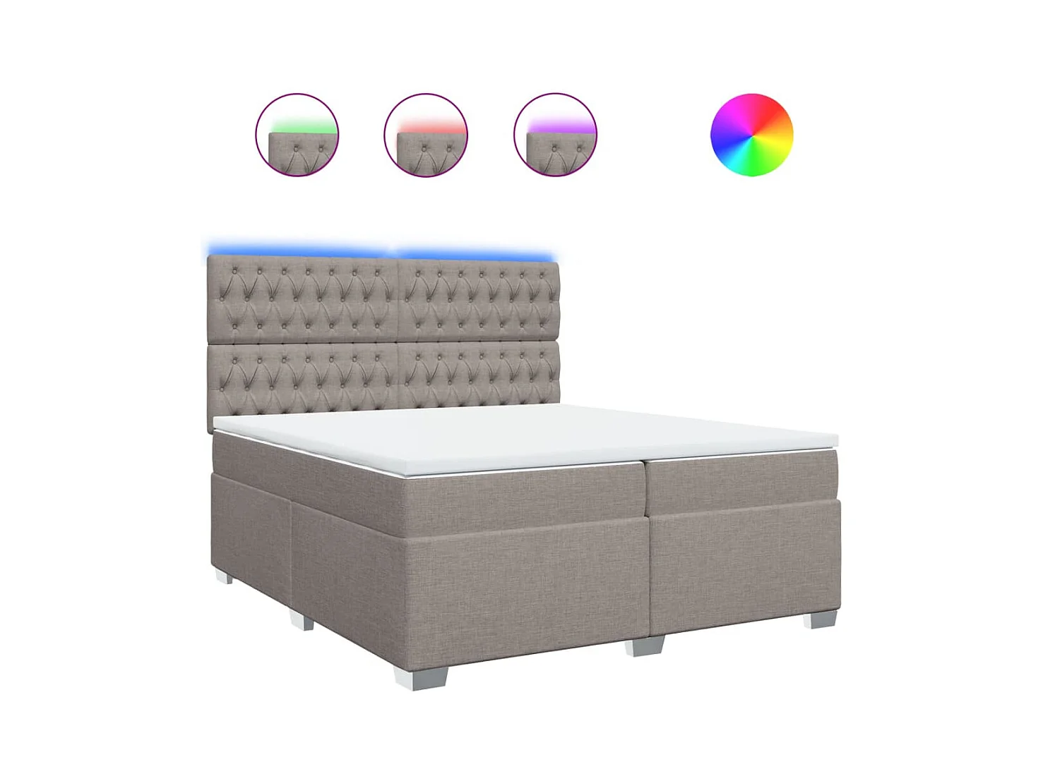 Sommier à lattes de lit avec matelas Taupe 200x200 cm Tissu
