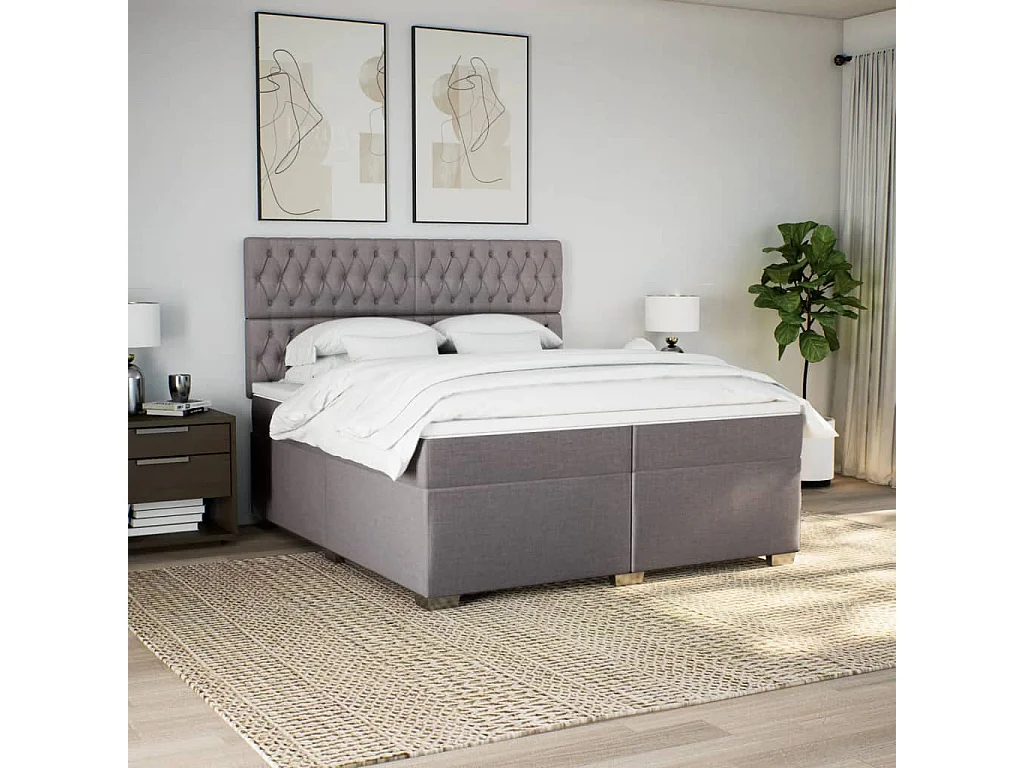 Boxspring met matras stof taupe 200x200 cm