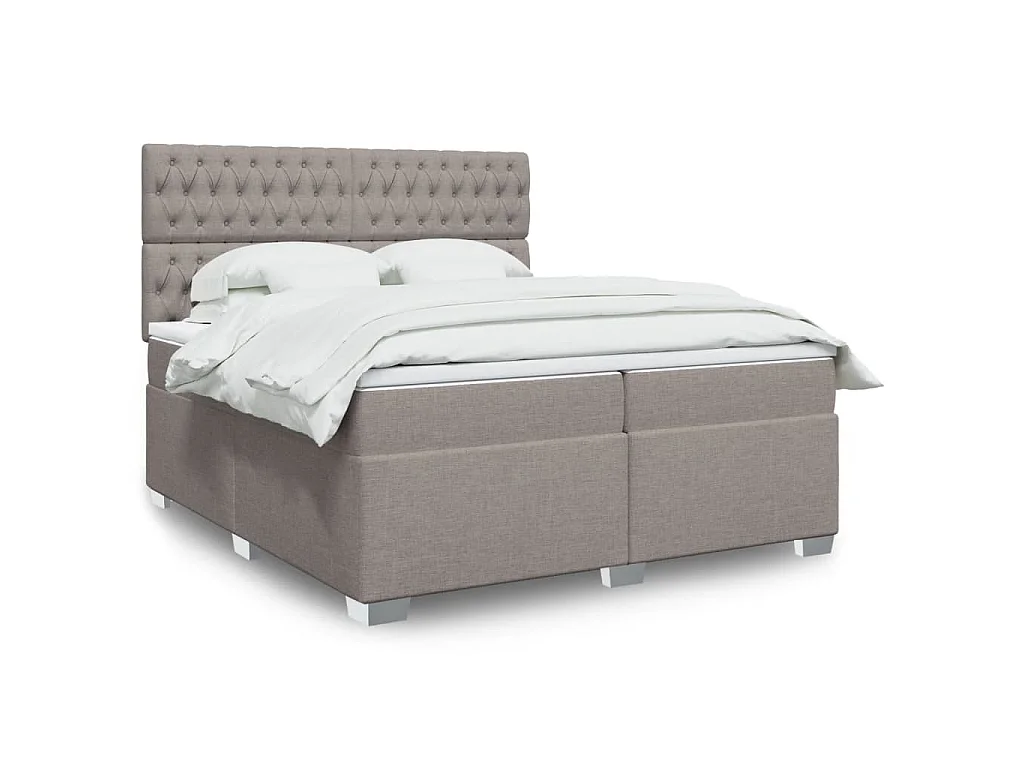 Sommier à lattes de lit avec matelas Taupe 200x200 cm Tissu