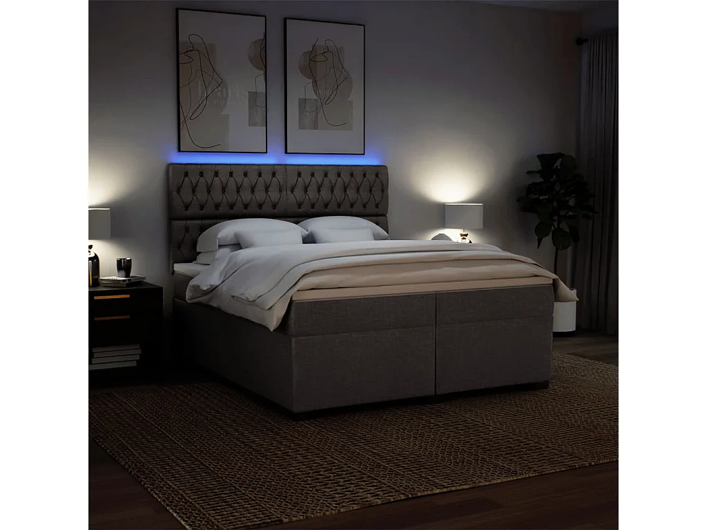 Sommier à lattes de lit avec matelas Taupe 200x200 cm Tissu