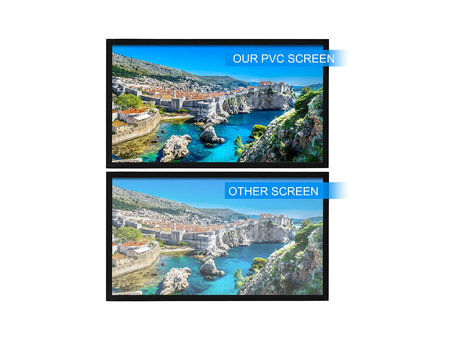 Großer HD-Projektionsbildschirm SucceBuy, 254 cm, Projektionsleinwand 16:9, 3D-Aluminiumlegierungsrahmen, für Video-Projektoren im Außenbereich und zu Hause