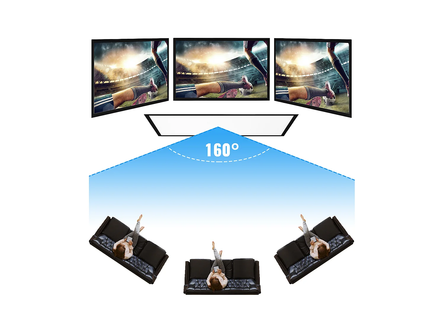 Großer HD-Projektionsbildschirm SucceBuy, 254 cm, Projektionsleinwand 16:9, 3D-Aluminiumlegierungsrahmen, für Video-Projektoren im Außenbereich und zu Hause