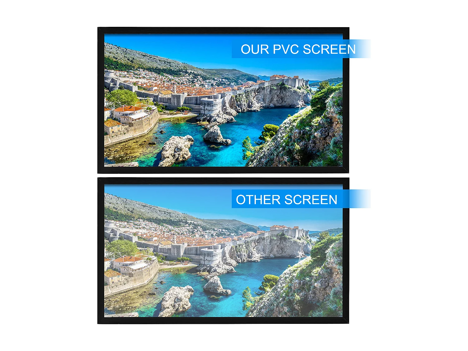 Großer HD-Projektionsbildschirm SucceBuy, 254 cm, Projektionsleinwand 16:9, 3D-Aluminiumlegierungsrahmen, für Video-Projektoren im Außenbereich und zu Hause