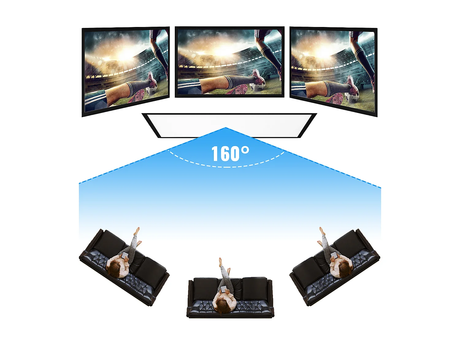 Großer HD-Projektionsbildschirm SucceBuy, 254 cm, Projektionsleinwand 16:9, 3D-Aluminiumlegierungsrahmen, für Video-Projektoren im Außenbereich und zu Hause