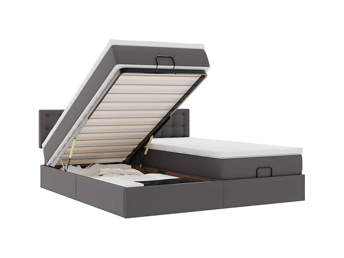 Ottoman-Bett mit Matratzen Grau 200x200 cm Kunstleder