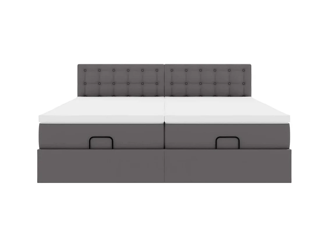 Ottoman-Bett mit Matratzen Grau 200x200 cm Kunstleder