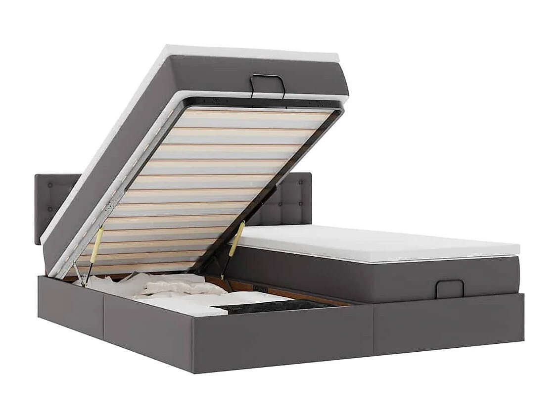 Ottoman bed met matrassen 200x200cm kunstleer grijs