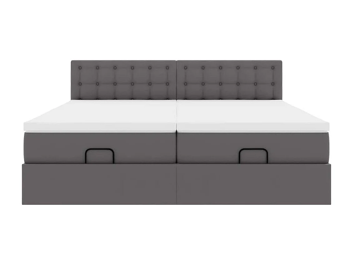 Ottoman bed met matrassen 200x200cm kunstleer grijs