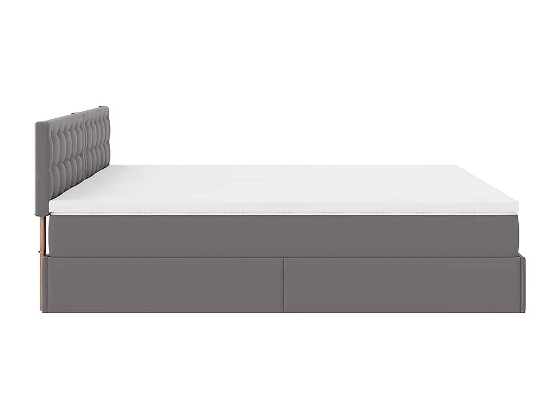 Ottoman bed met matrassen 200x200cm kunstleer grijs