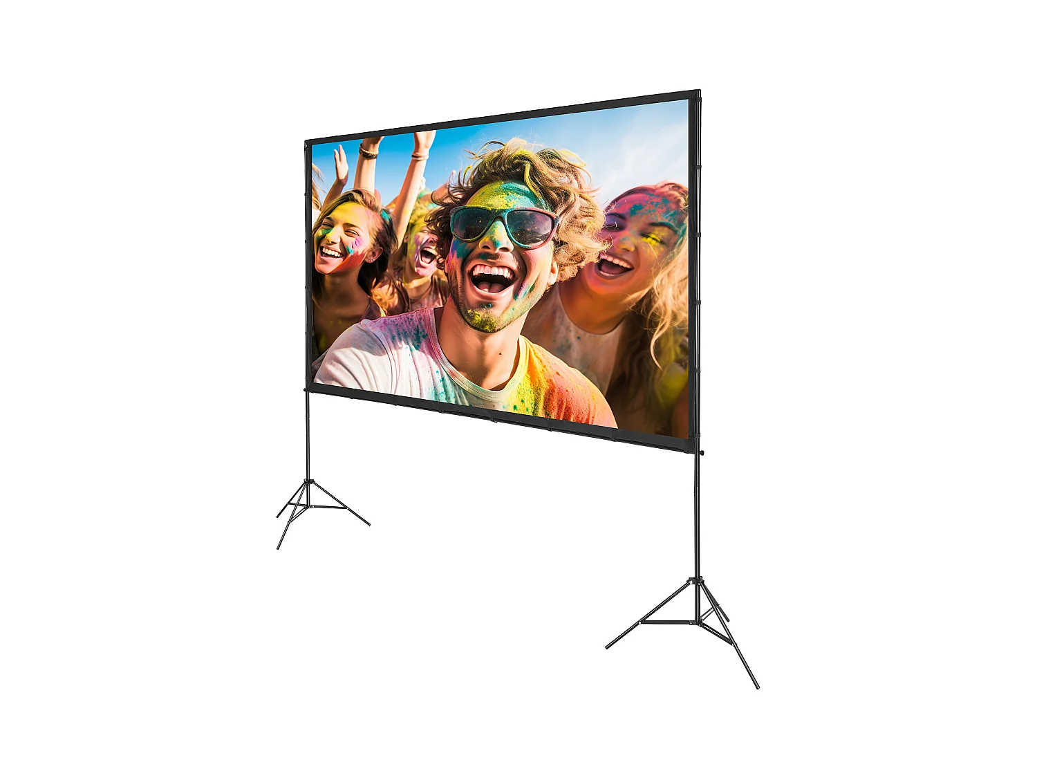 Écran de Projection SucceBuy sur Pied Portable, 305 cm, 16:9 HD Double Face Anti-Plis Grand Angle de Vision, pour Vidéoprojecteurs Cinéma Maison