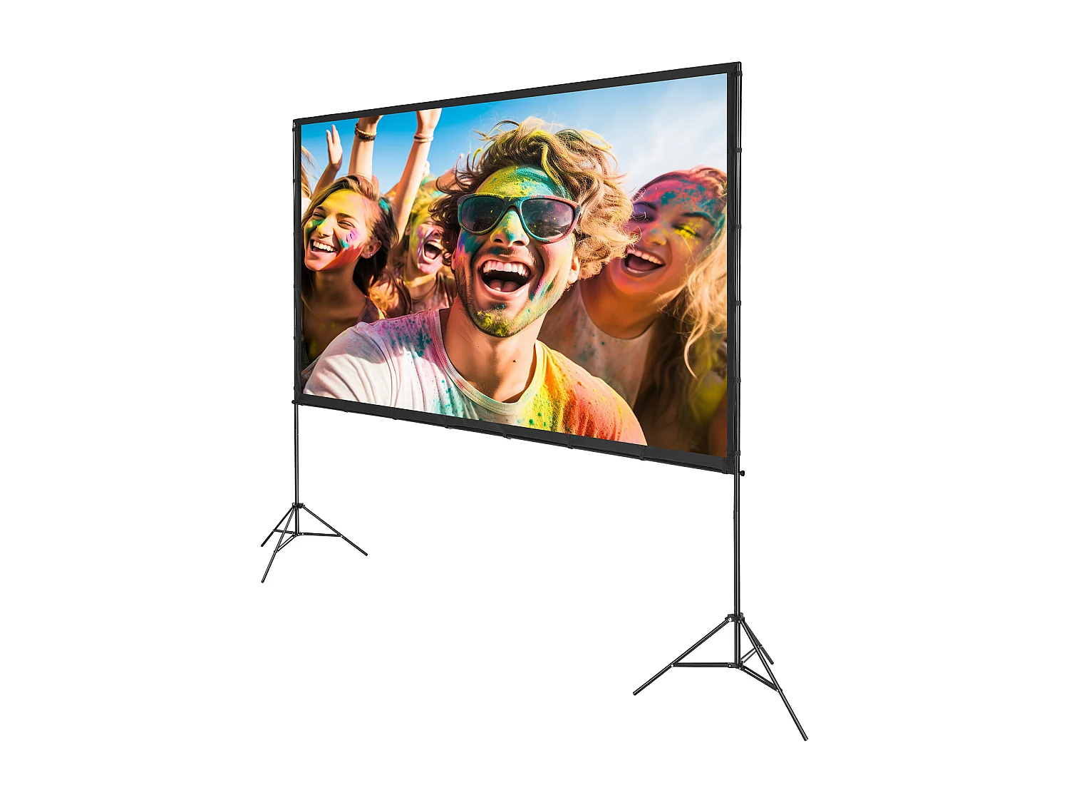 Écran de Projection SucceBuy sur Pied Portable, 305 cm, 16:9 HD Double Face Anti-Plis Grand Angle de Vision, pour Vidéoprojecteurs Cinéma Maison