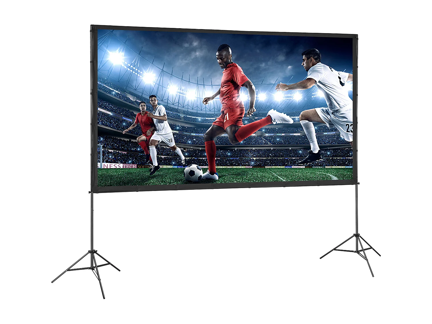 Écran de Projection SucceBuy sur Pied Portable, 305 cm, 16:9 HD Double Face Anti-Plis Grand Angle de Vision, pour Vidéoprojecteurs Cinéma Maison