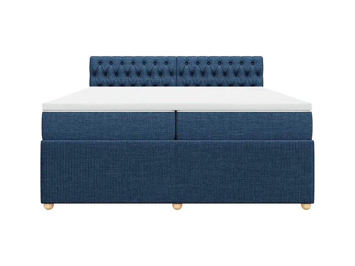 Sommier à lattes de lit avec matelas Bleu 200x200 cm Tissu