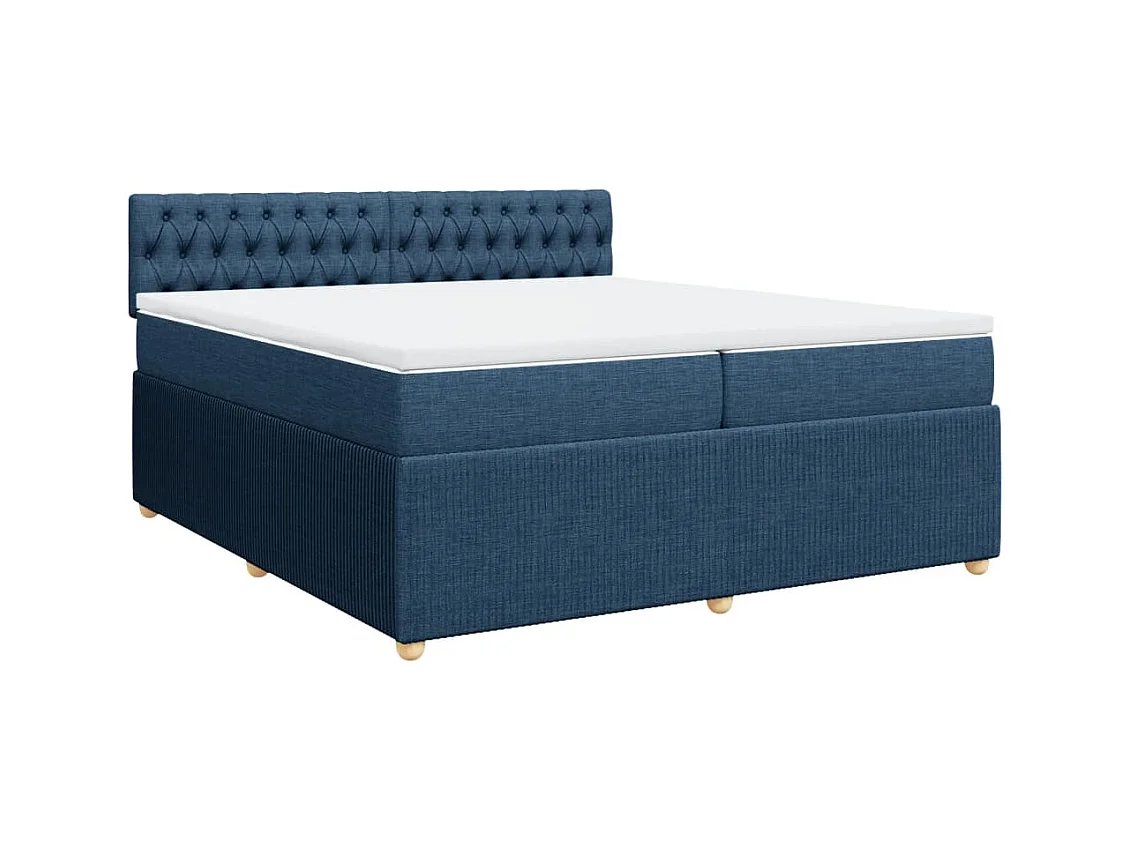 Sommier à lattes de lit avec matelas Bleu 200x200 cm Tissu