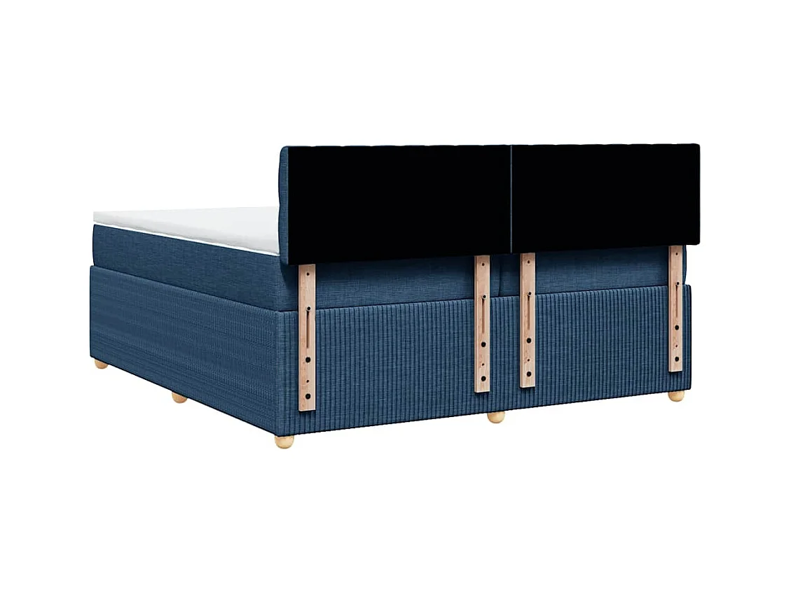 Sommier à lattes de lit avec matelas Bleu 200x200 cm Tissu