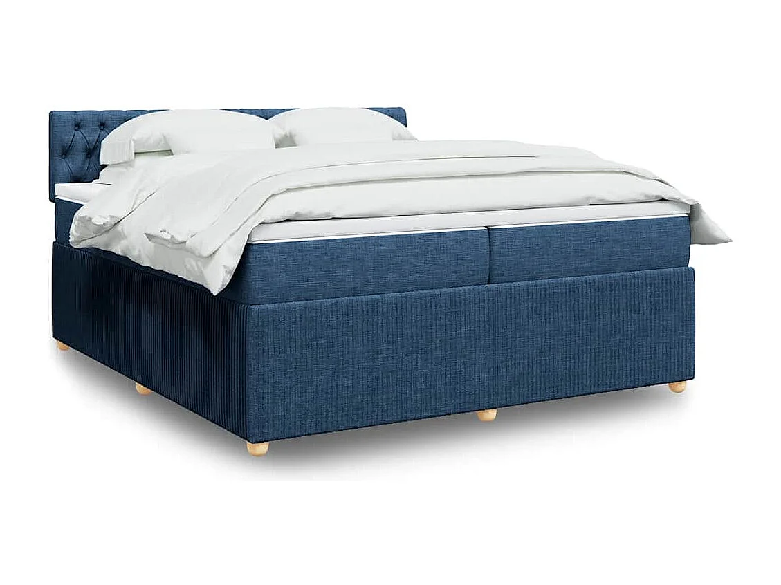 Boxspringbett mit Matratze Blau 200x200 cm Stoff