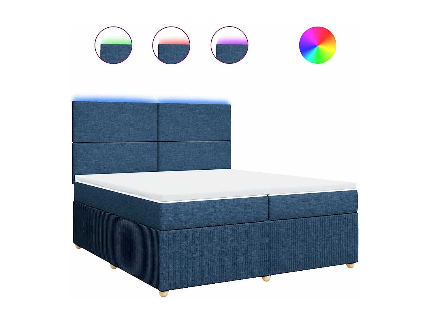 Giroletto a Molle con Materasso Blu 200x200 cm in Tessuto