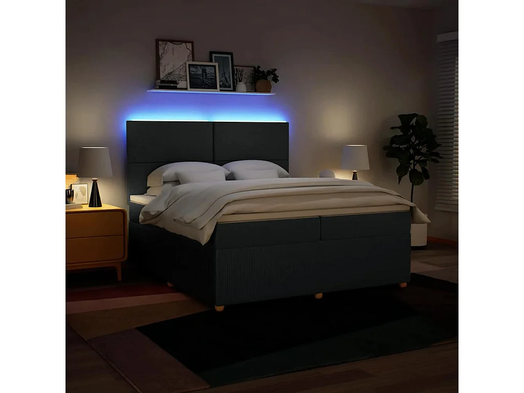 Giroletto a Molle con Materasso Blu 200x200 cm in Tessuto