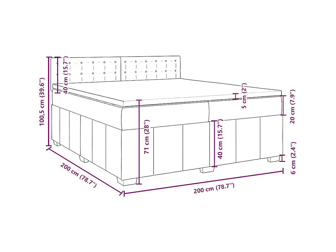 Boxspringbett mit Matratze Schwarz 200x200 cm Stoff