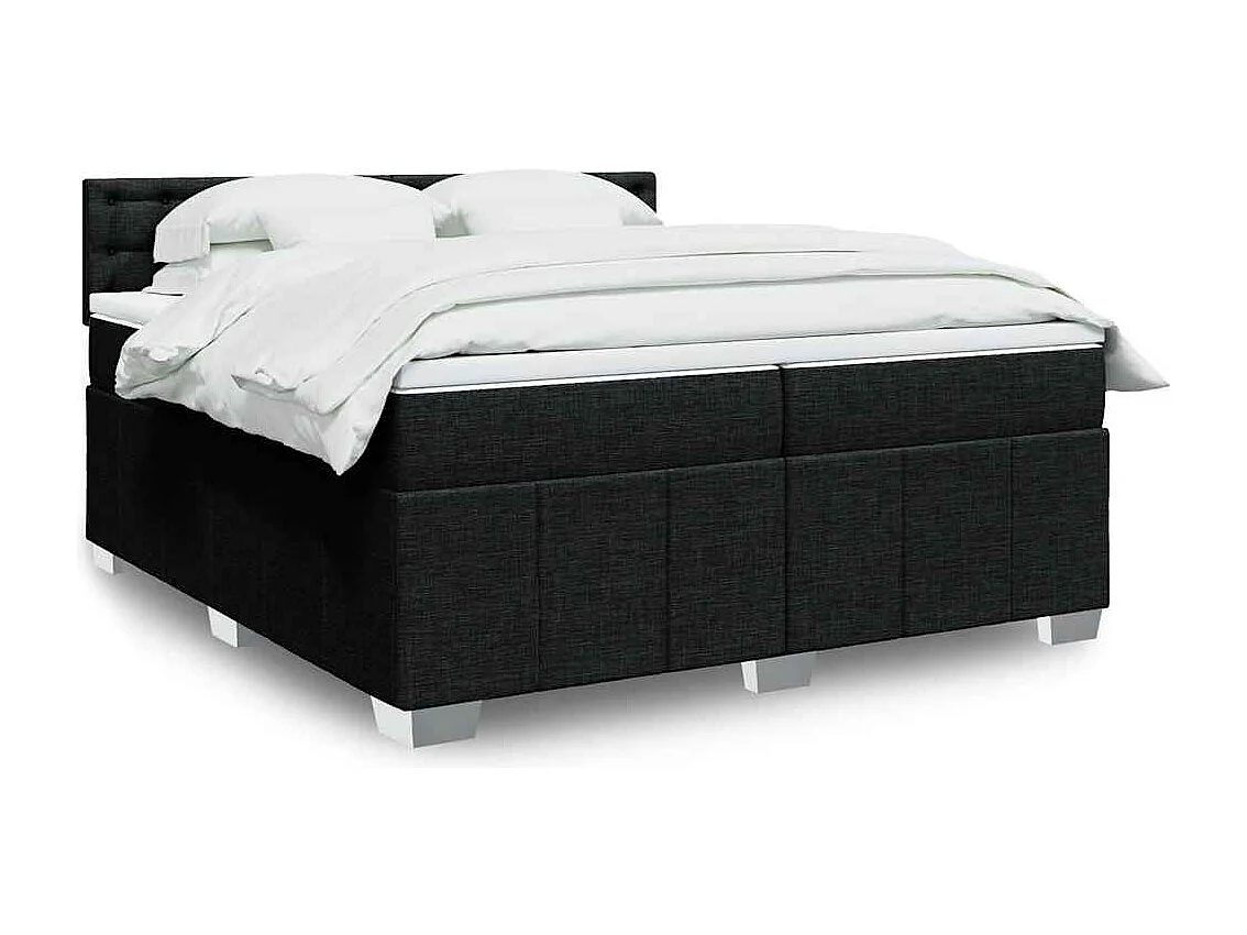 Boxspringbett mit Matratze Schwarz 200x200 cm Stoff