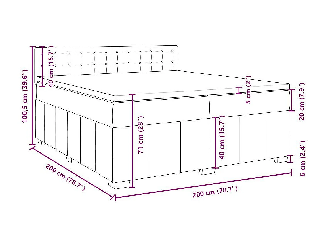 Boxspringbett mit Matratze Schwarz 200x200 cm Stoff