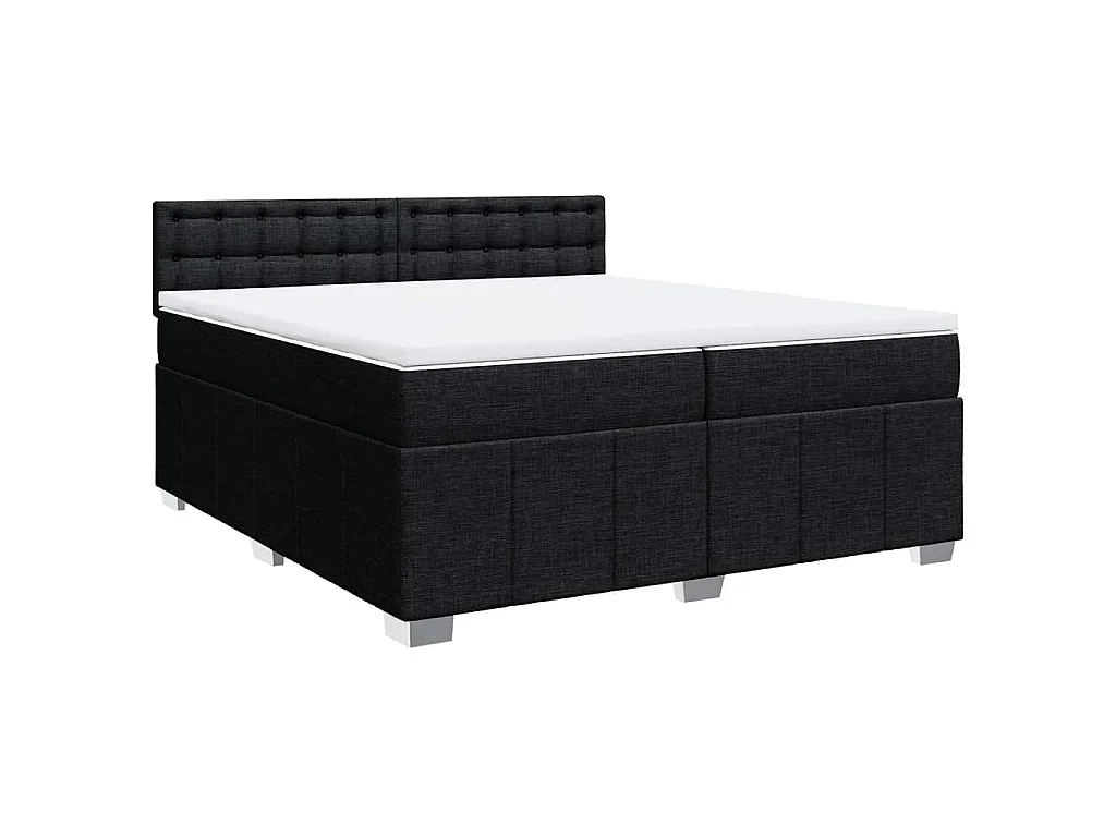 Giroletto a Molle con Materasso Nero 200x200 cm in Tessuto