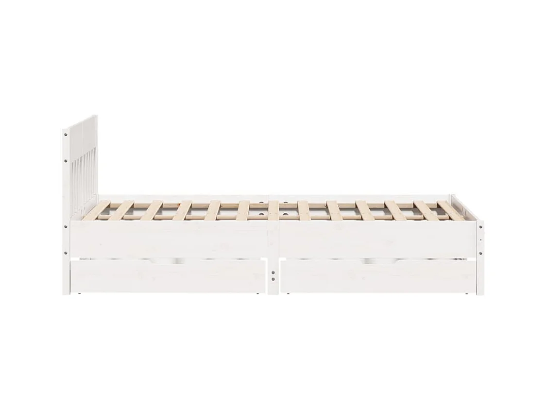 Cadre de lit sans matelas blanc 150x200 cm bois de pin massif