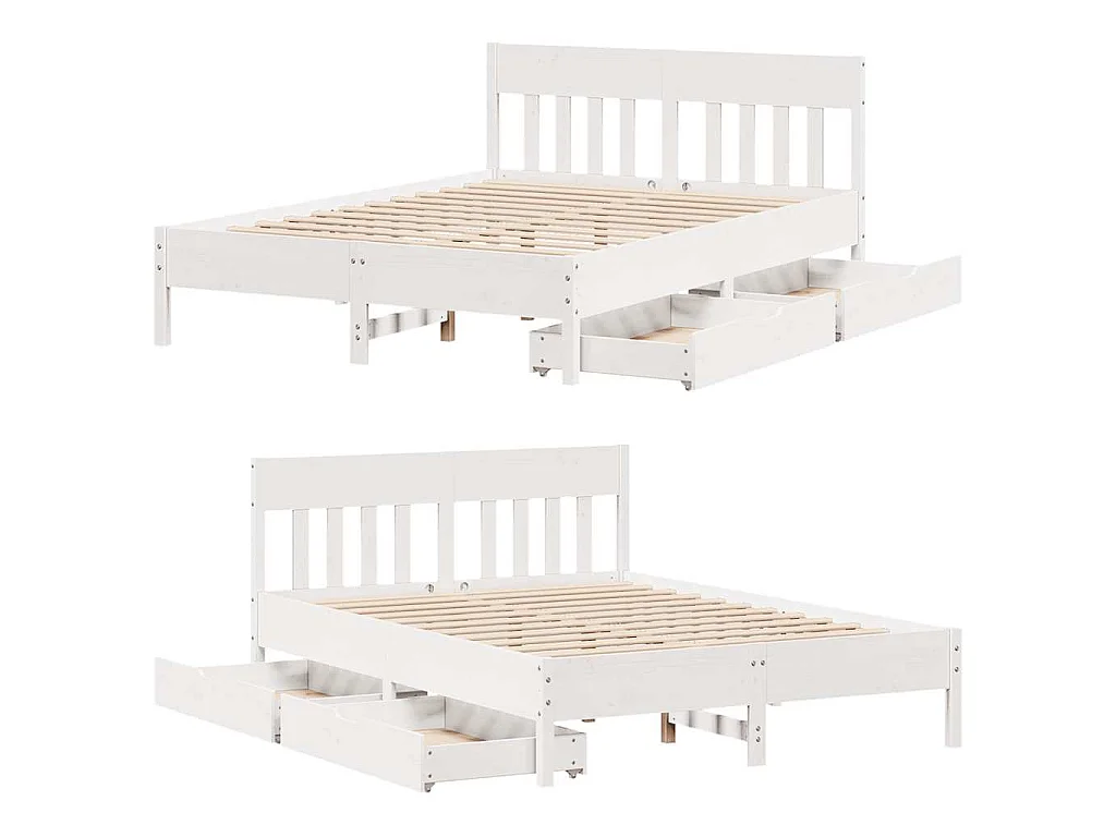 Bedframe zonder matras massief grenenhout wit 150x200 cm