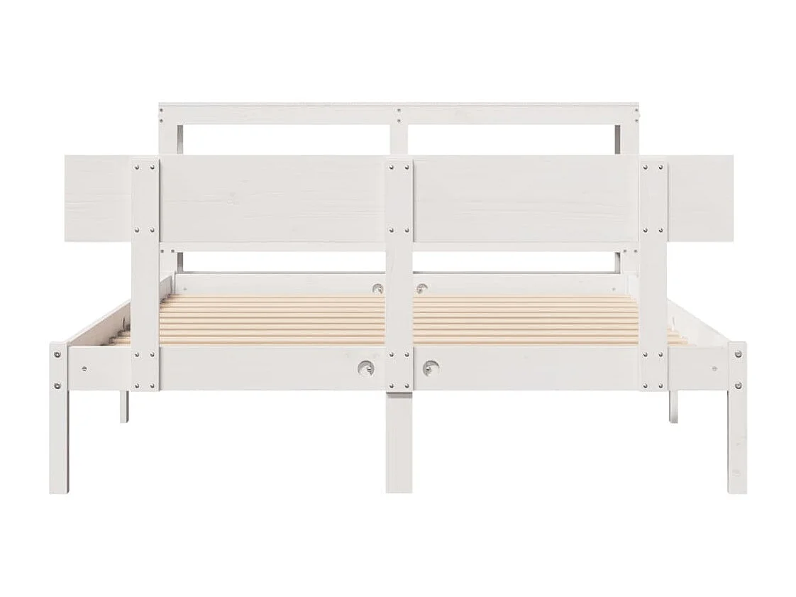 Bedframe zonder matras massief grenenhout wit 150x200 cm