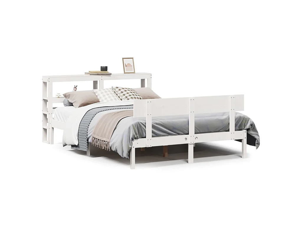 Bedframe zonder matras massief grenenhout wit 150x200 cm