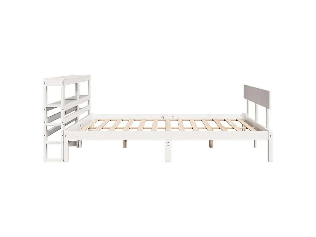 Bedframe zonder matras massief grenenhout wit 150x200 cm