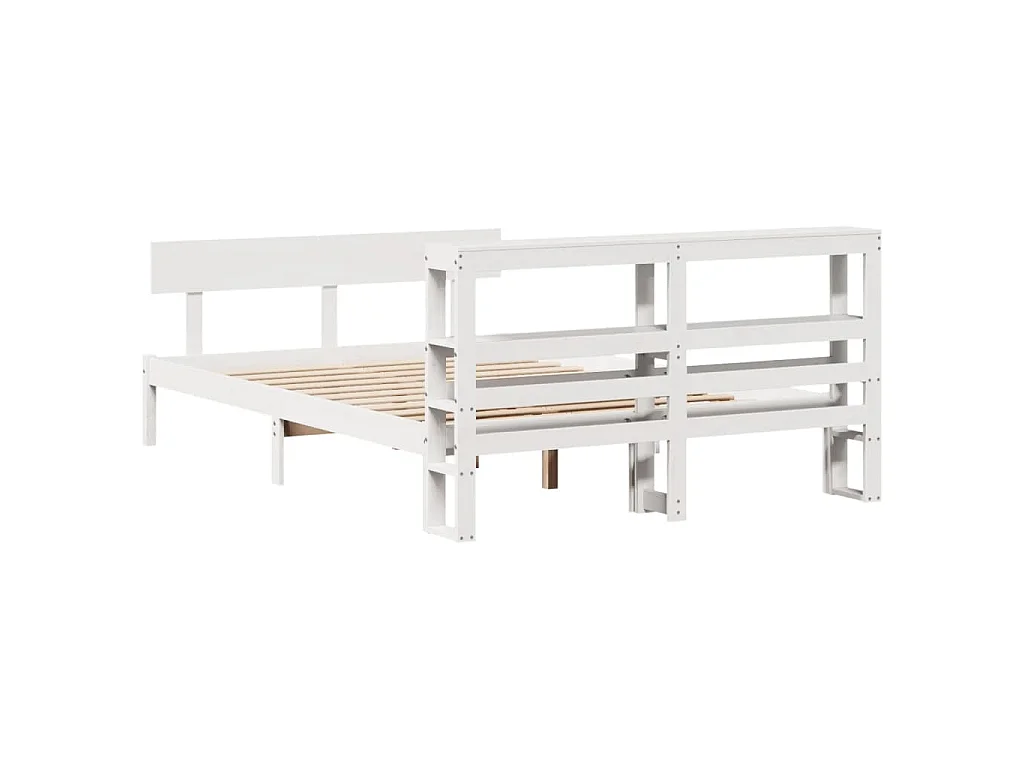 Bedframe zonder matras massief grenenhout wit 150x200 cm