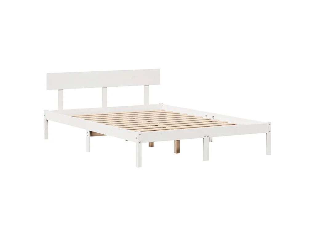 Bedframe zonder matras massief grenenhout wit 150x200 cm
