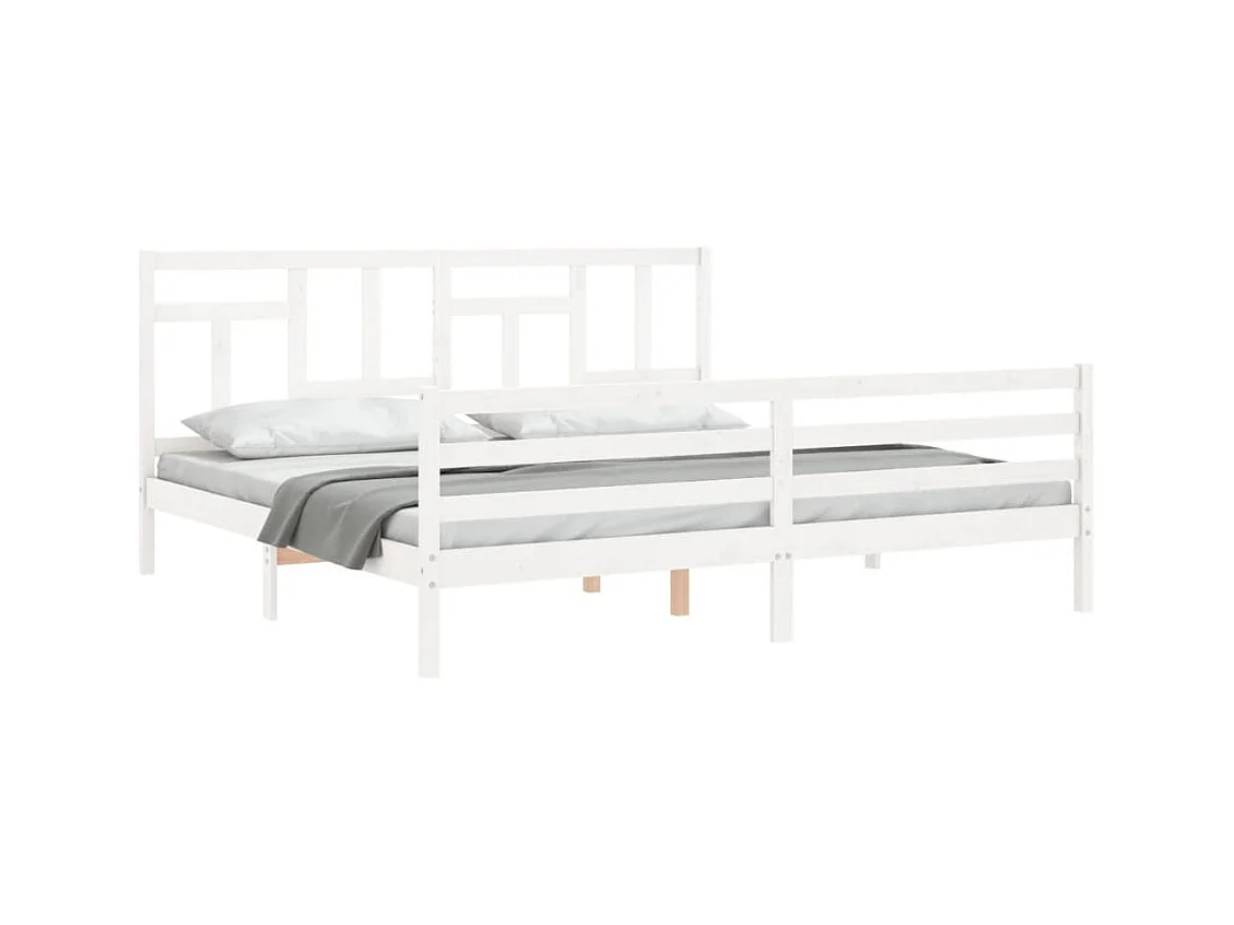 Cadre de lit sans matelas blanc 200x200 cm bois massif