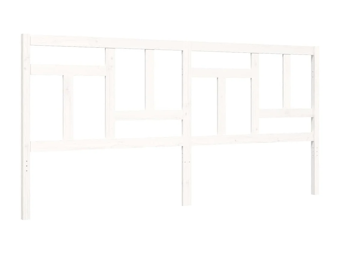 Bedframe met hoofdbord massief hout wit 200x200 cm