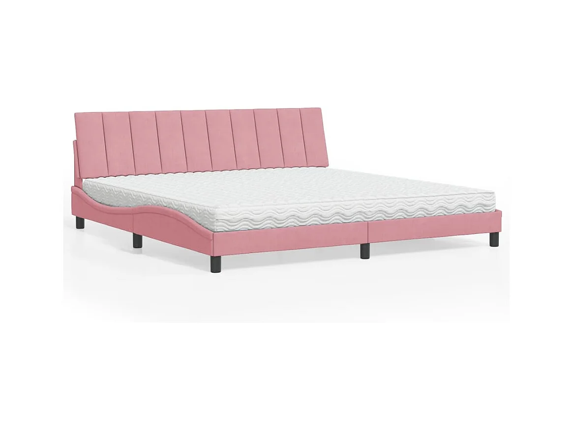 Lit avec matelas rose 200x200 cm velours