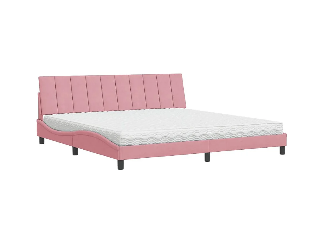 Bett mit Matratze "Hanko" Rosa 200x200 cm Samt