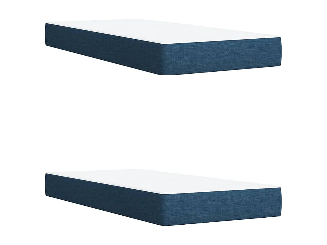 Cama box spring con colchón tela azul 200x200 cm