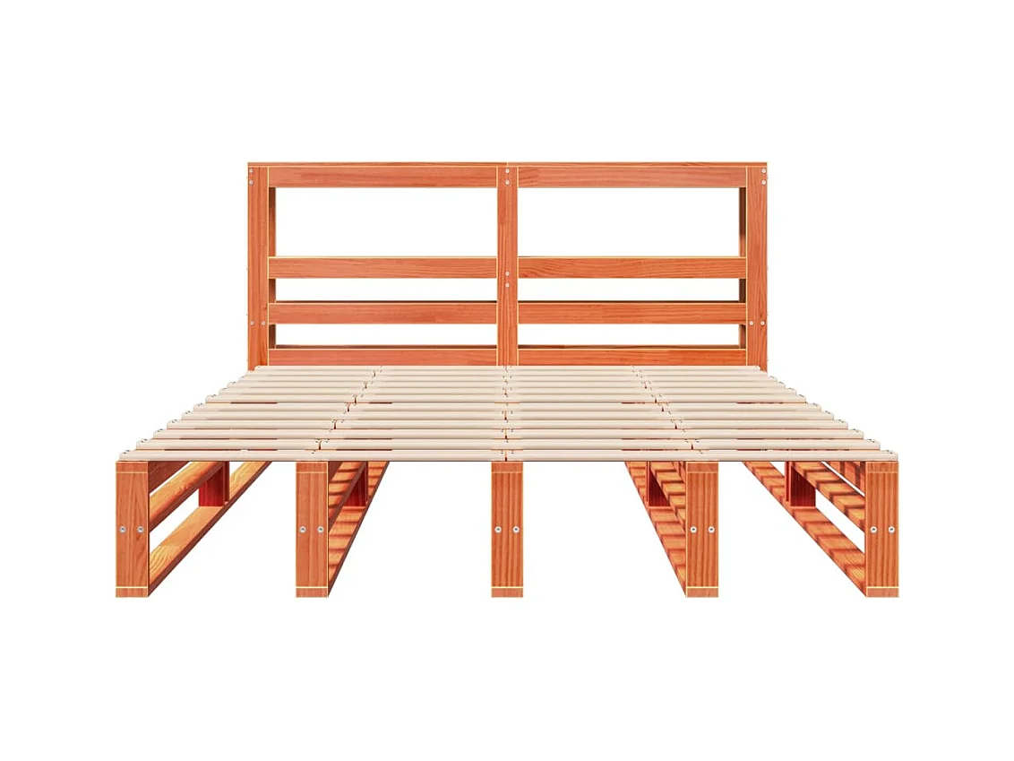 Cadre de lit sans matelas cire marron 150x200cm bois pin massif